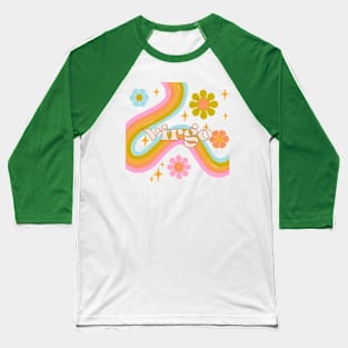 virgo 70s Rainbow with flowers Baseball T-Shirt